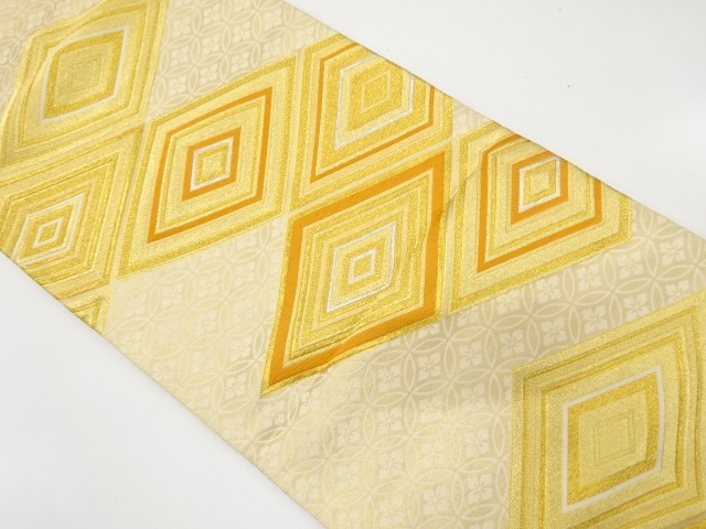 JAPANESE KIMONO / ANTIQUE FUKURO OBI / SILK / WOVEN FLORAL SHIPPO PATTERN